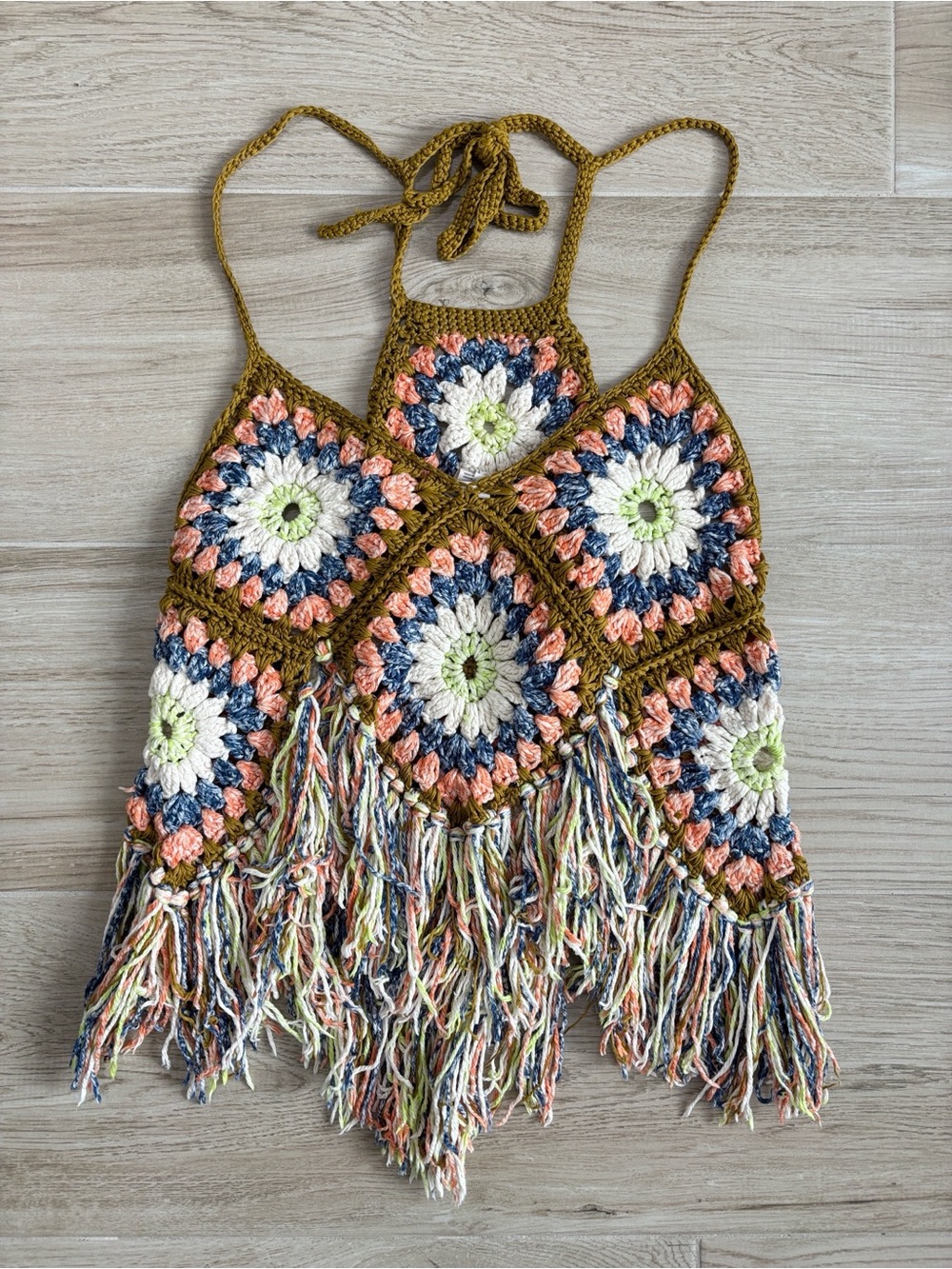 Free People Summer of Love Crochet Halter Top Tank Top Boho Floral Medium Large - Picture 5 of 5